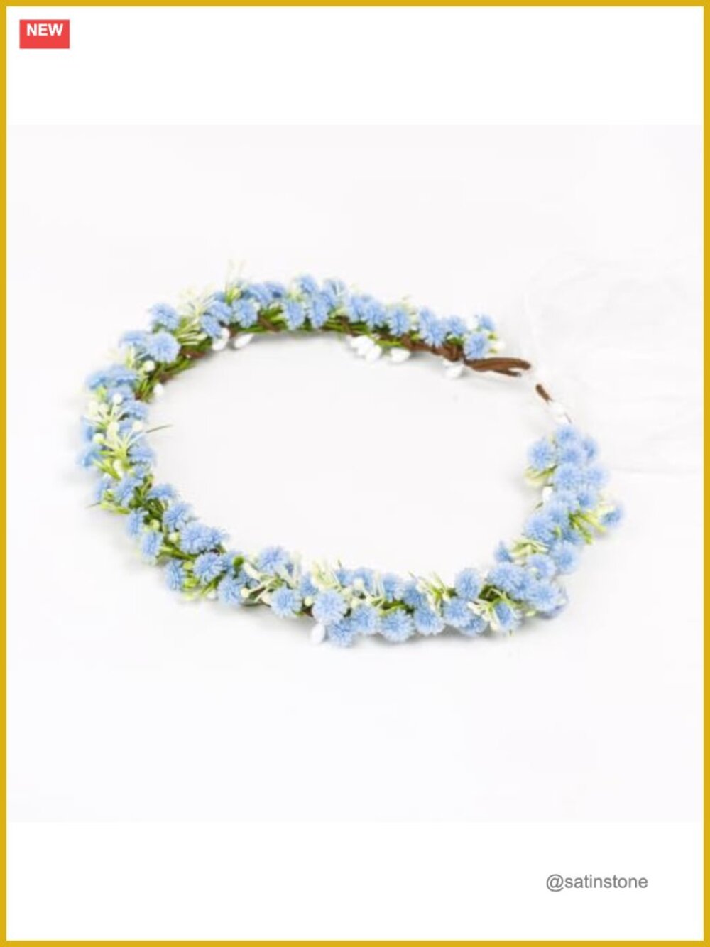 Bohemian Floral Headband with Green Leaf Hair Wreath Wedding Accessory